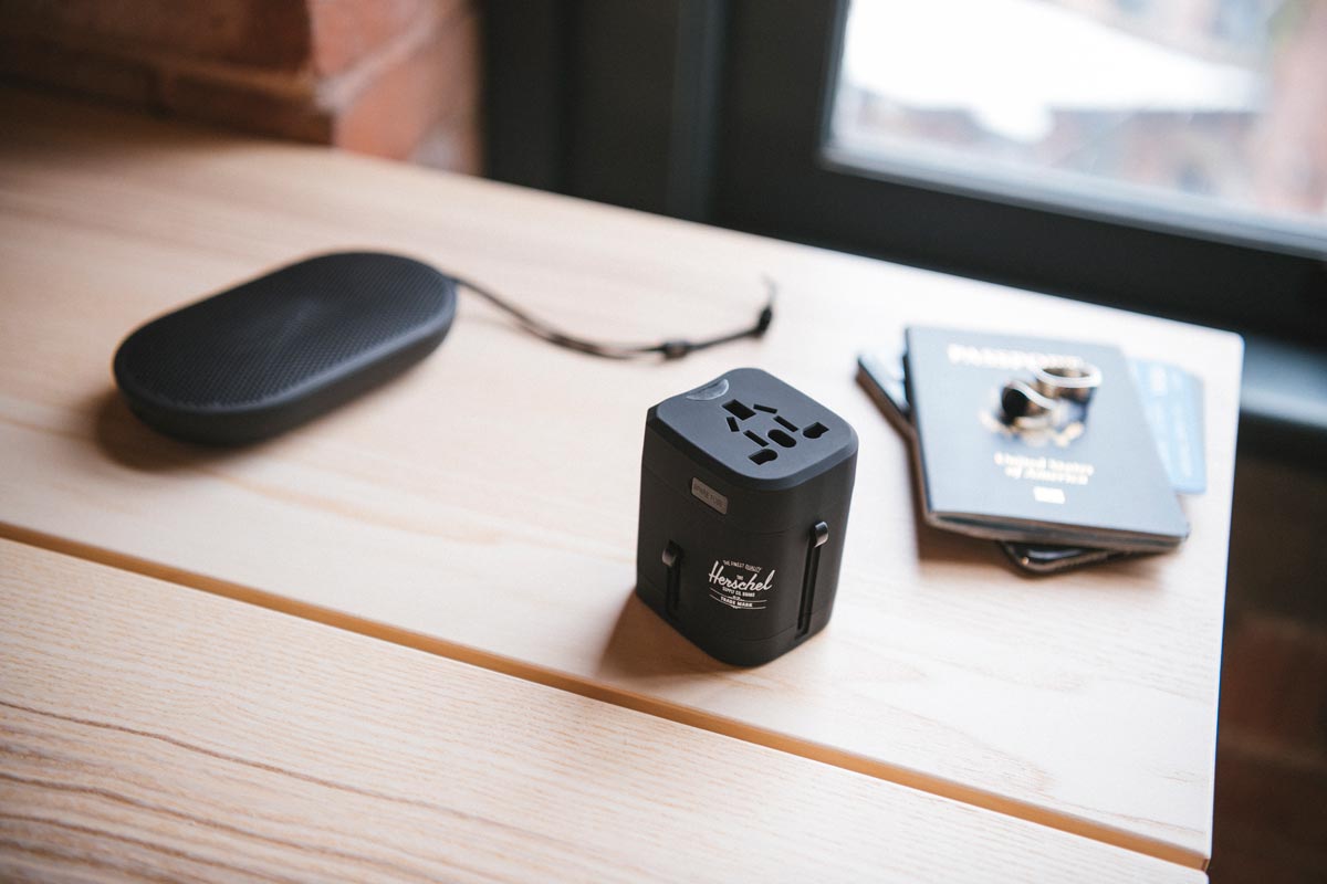 Simple to use and easy to pack, the Standard Issue Travel Adapter allows you to plug in and power up